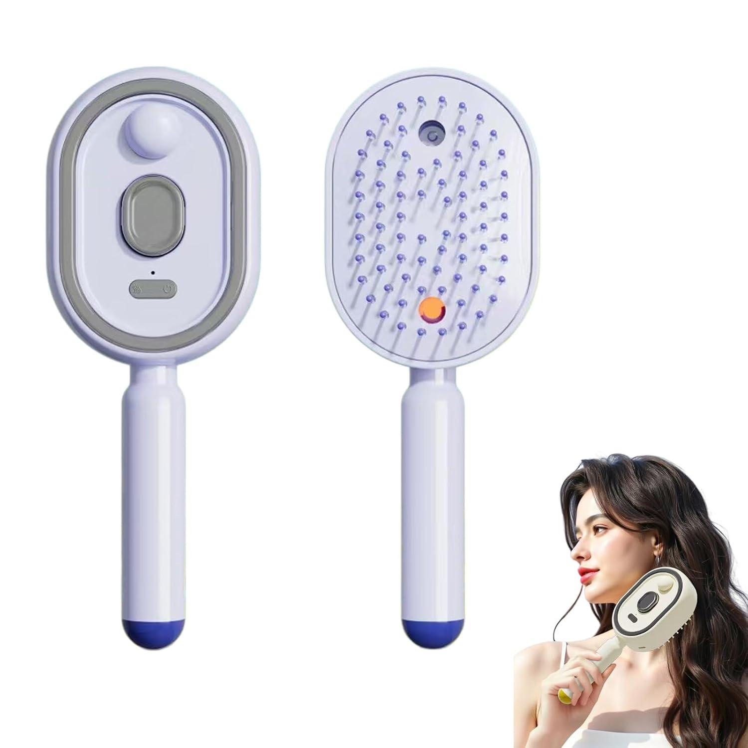 Electric Spray Air Cushion Massage Comb with Self-Cleaning, Anti-Tangle, Anti-Static,  Essential Oil Mist Aromatherapy Hair Care фиолетовый