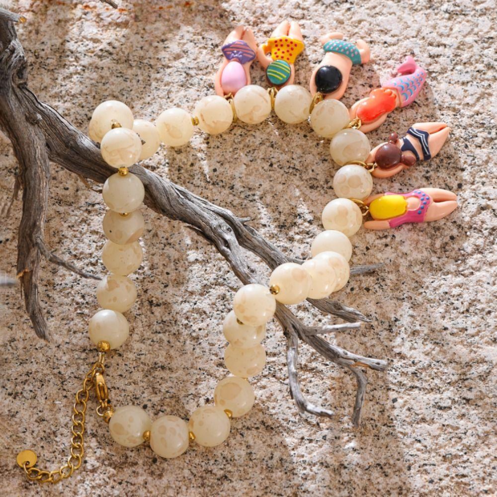 Adjustment Neck Chain Imitation Stone Beads Chain Creative Necklace Necklace Accessories