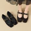 Sheepskin Flat-soled Single Shoes New One-word Belt Super Soft Mary Jane Women's Shoes Bow Soft-soled Grandma Shoes