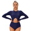 Women's Long Sleeve One-Piece Swimsuit with Side Cutout Design – Stylish & Figure-Flattering Swimwear In Multiple Colors