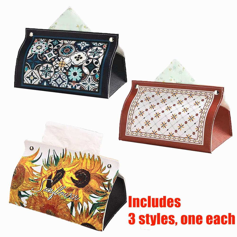 Black Leather Tissue Box Napkin Holder Car Tissue Box Home Living Room Holder Case Storage Hotel Household Home Storage