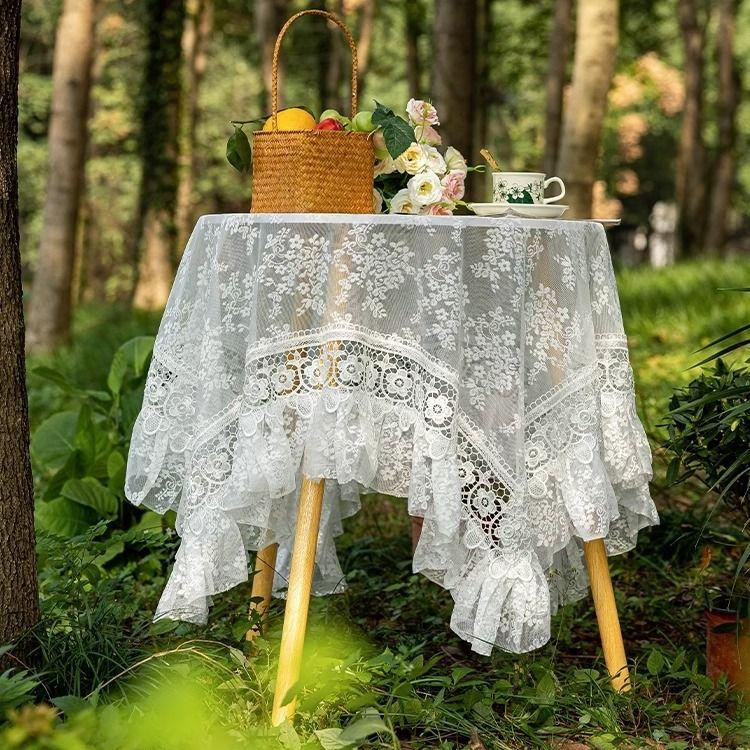 

Французская Ретро Кружевная Скатерть Круглая Прямоугольная Обеденный Стол Кофейный Столик Скатерть Пасторальная Романтичная Литературная Накидка 120*120cm
