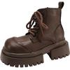 Retro braune Stiefel mit dickem Absatz und dicker Sohle für Damen, 2025 neu, Frühling und Herbst, höhenvergrößernd und schlankmachend, britischer Stil, kurze Stiefel