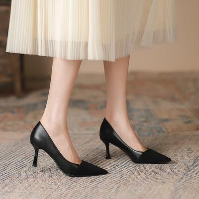 7-High Heels Summer New Color Matching Stiletto Single Shoes Women's Commuting Shallow Mouth Pointed Women's Shoes