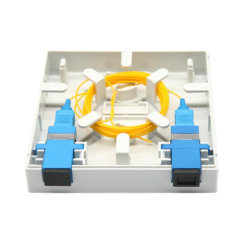 2-Port Terminalboks Type 86 ABS Optisk Terminal Forgreningsboks Hvid Plast Fiberoptisk Splejseboks Med Adaptere