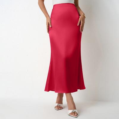 Women's Spring Summer Slim-fit Satin Skirt Mid-length Fish Tail Skirt