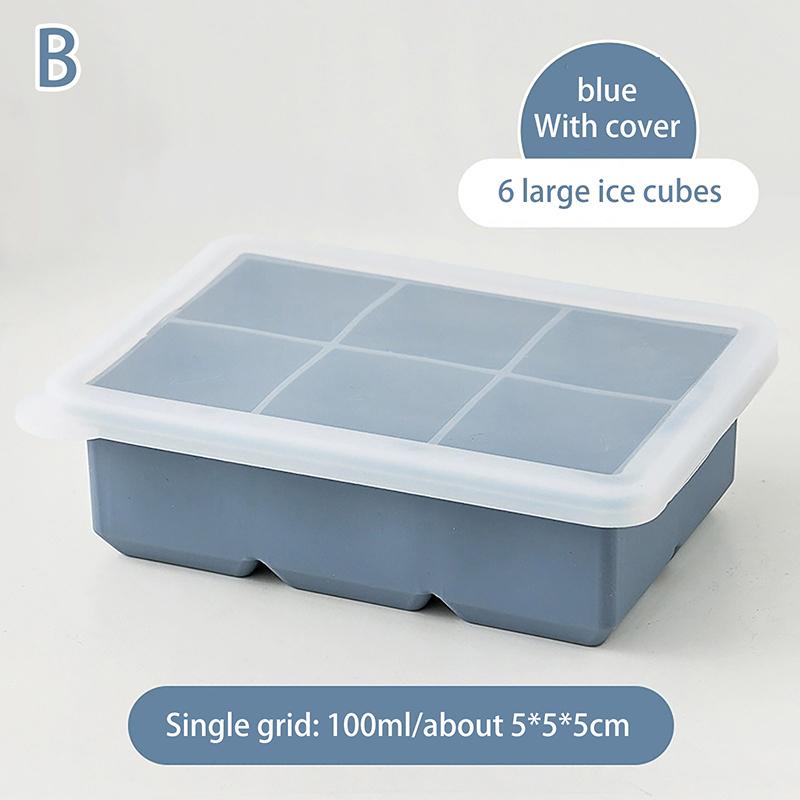6/15 Grid Big Ice Tray Mold Giant Jumbo Large Food Grade Silicone Ice Cube Square Tray Mold Diy Ice Maker Ice Cube Tray With Lid