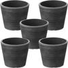 Richell Botany Midi Pot, 10-inch, Dark Gray, Set of 5, for Vegetables, Outdoor Use, Soilless, Houseplants, Bonsai, 003554