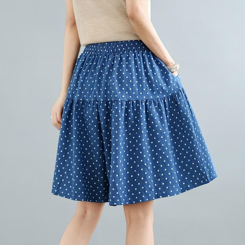 High Waist Plus Size Vintage Dot Casual Loose Summer Denim Shorts for Women Short Jeans