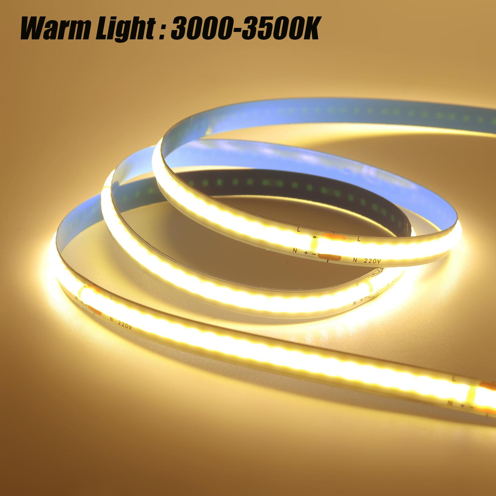 

5M 10M 20M 50M/Roll COB Strip AC 220V 240Leds/M IP20 3000K 4000K 6000K Driver Build In Home Decor Flexible Ribbon Rope LED Light 5M теплый белый