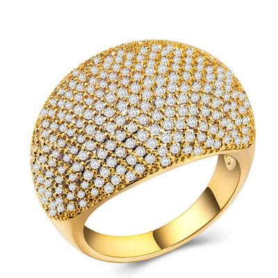 Chenrui Luxury Full Star Zircon Ring - Gold-Plated Silver Fashion Jewelry for Women