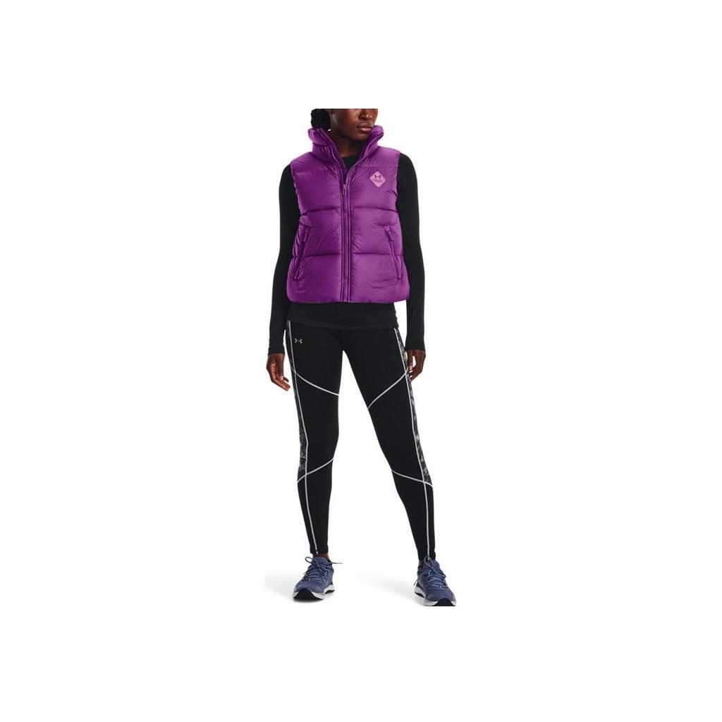 Under Armour Solid Color Logo Embroidered Stand Collar Down Vest Women vests Purple 1375456-580