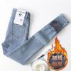 Fleece and Thickened Jeans for Women, Winter New High-waisted and Thin Elastic Tight-fitting Pants with Small Feet