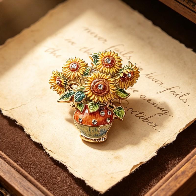 Vintage Van Gogh Oil Painting Brooches Artistic Suit Coat Pins Men Women