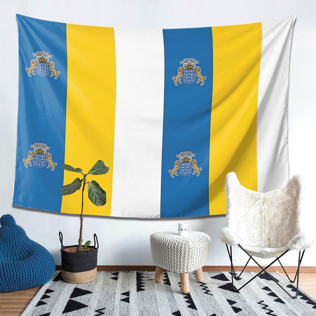Spain Flag Oceano Canary Islands Tapestry Wall Hanging Aesthetic Home Decor Tapestries for Living Room Bedroom