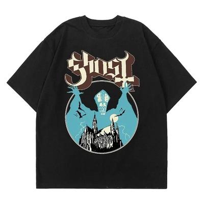 New Ghost Band T-shirt Women Oversize Fashion Cool London Singer Fans Essentials Summer Short Sleeve Print Rock Plain Black Tees Unisex