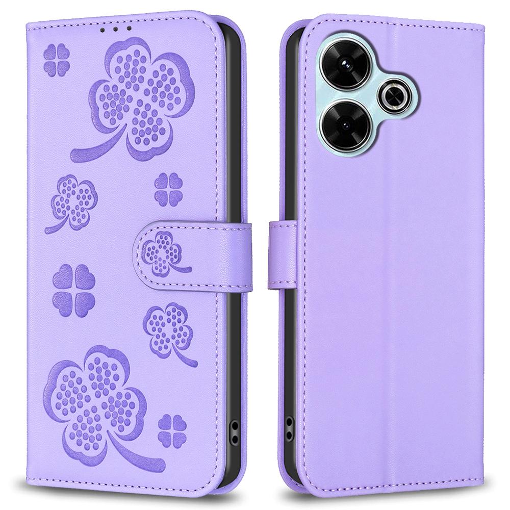 For Xiaomi Redmi 13 5G/13 4G/Poco M6 4G Case Wallet Leather Phone Cover Lucky Clover Imprinting