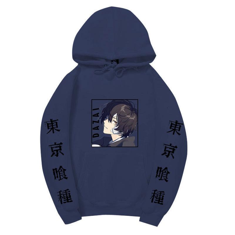 Bungo Stray Dogs Dazai Osamu Unisex Fleece Hoodie Autumn Winter Anime Character Tokyo Kanji Print Long Sleeve Pullover Sweatshirt