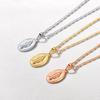 U7 Vigin Mary Necklaces 22" Chain 3D Embossed Vigin Mary Oval Coin Pendant Medallion Religious Christian Dainty Jewelry Gift