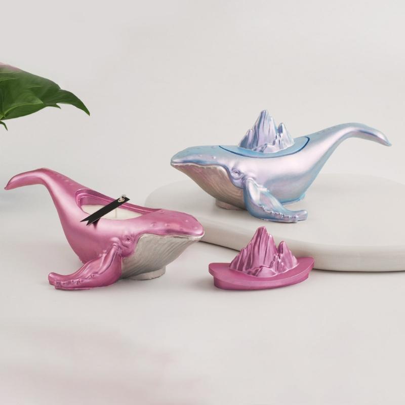 Silicone Whale Ocean Animal Storage Box Mold for Home Organization Heat Resistant Jewelry Container with Lid Mould