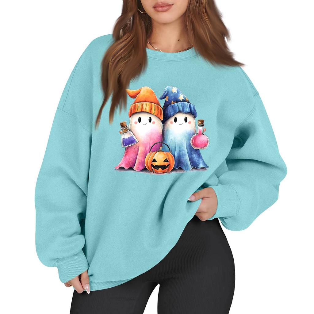 Women's Casual Fashion Long Sleeve Printed Round Neck Sweatshirt Top