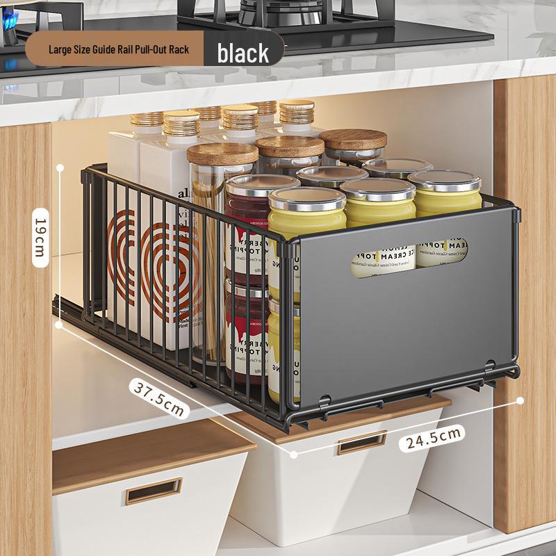 Pull-Out Kitchen Organizer: Sliding Rack for Bowls, Dishes, Spices & Under Sink Storage