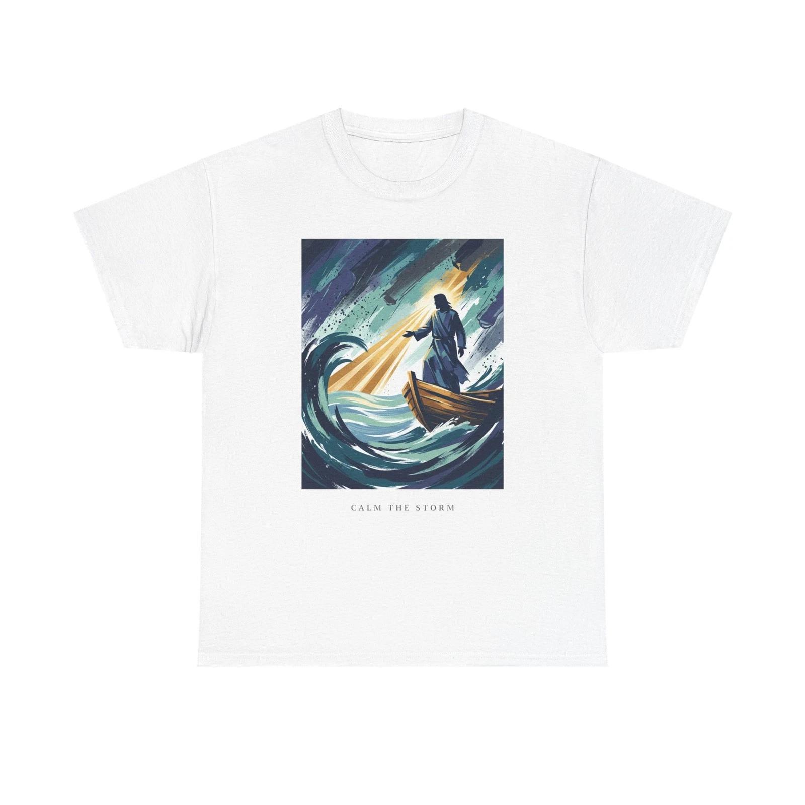 Jesus Calming the Storm T-Shirt | Christian Faith Graphic Tee 2XL