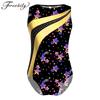 Kids Girls Sport Dance Leotard Sleeveless Keyhole Back Print Patchwork Athletic Bodysuit Teens Yoga Skating Gymnastics Jumpsuit