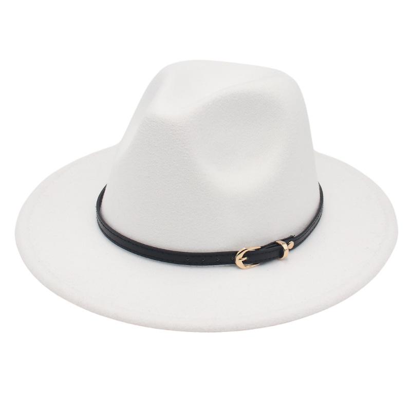 European And American Buckle Accessories Top Hat British Fashion Jazz Hat New Woolen Felt Hat Jazz Hat