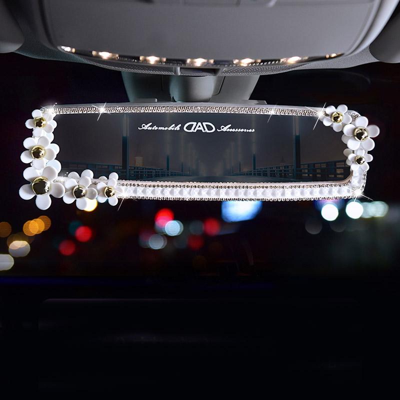 

Cute Cartoon Butterfly Rhinestone Car Interior Mirror Decor Bowknot Crystal Diamond Rear Mirror Ornament Women Car Accessories