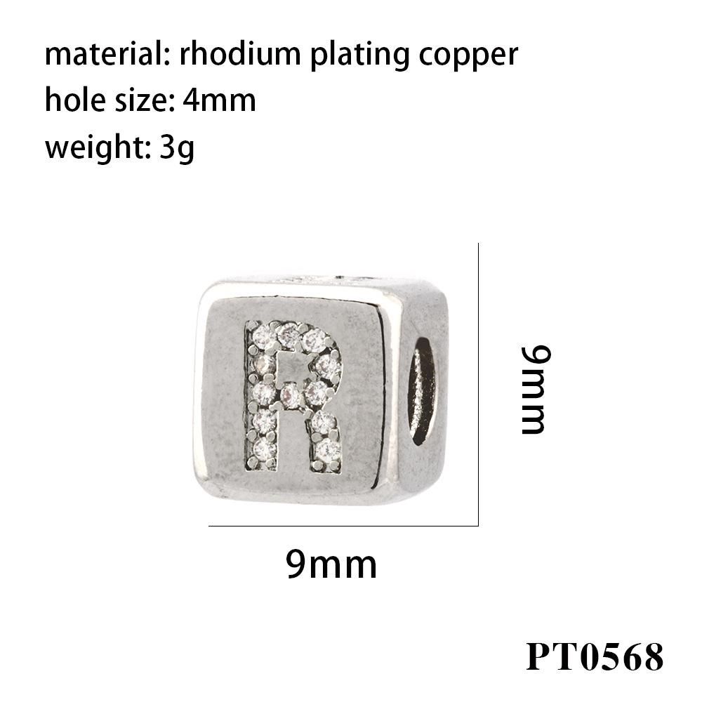 26 Letters Zirconia Inlaid Square Spacer Beads for DIY Bracelets, Necklaces & Pendants