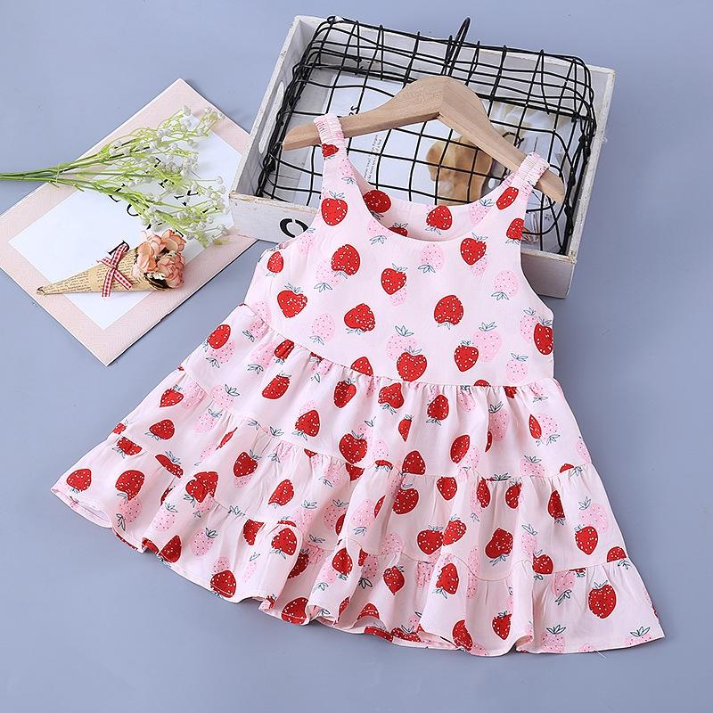Trend Printed Girls Summer Dresses Sweet Floral Cool Kids Vest Dresses Princess Dress Kids Clothing