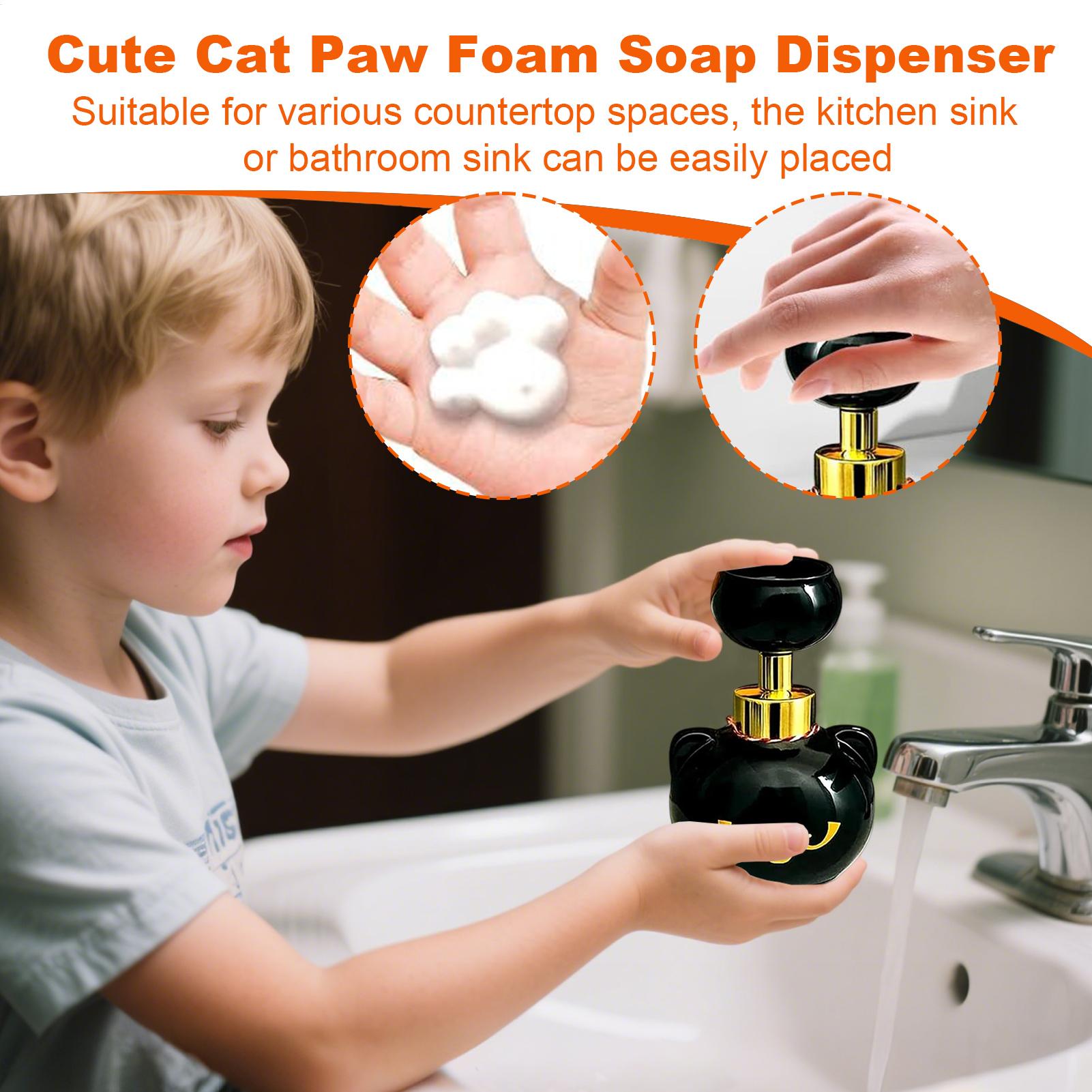 Cat Paw Soap Foam Dispenser Liquid Soap Dispenser Cute Bathroom Countertop Soap Dispensers Cat Paw Print Push Up Foamer China Mainland