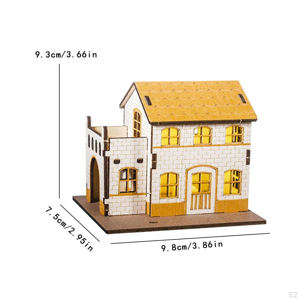 Beleuchtetes Miniaturhaus Weihnachtshütte Modell Stadtgebäude Geschenk Tiny Mockup Holz