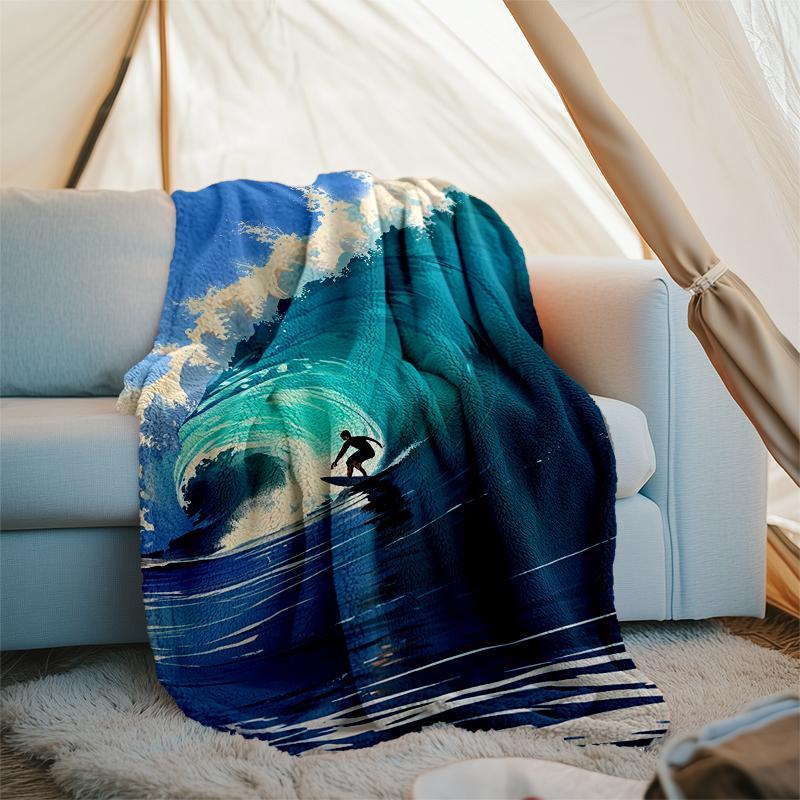 Surf Theme Printed Blanket - Perfect for Couch, Bed, Travel & Outdoor Use | Machine Washable, Cozy & Durable.