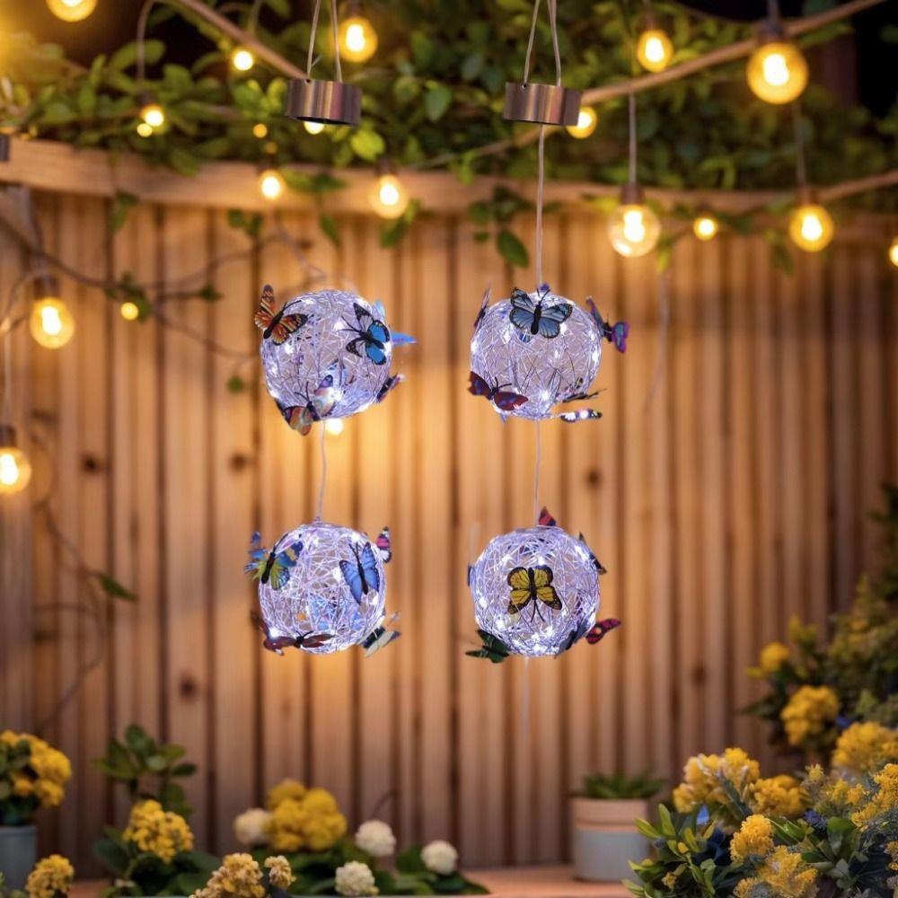 Colorful Butterfly Solar Butterfly Ball Light Waterproof LED Hanging Light Night Lighting