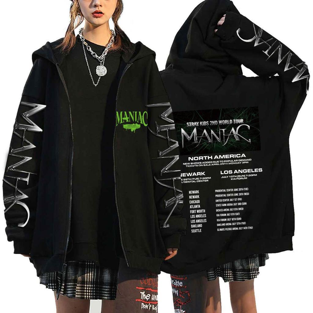 Popular Sweater Straykids Surrounding Harajuku Printed Sweater Hooded Loose Zipper Sweater