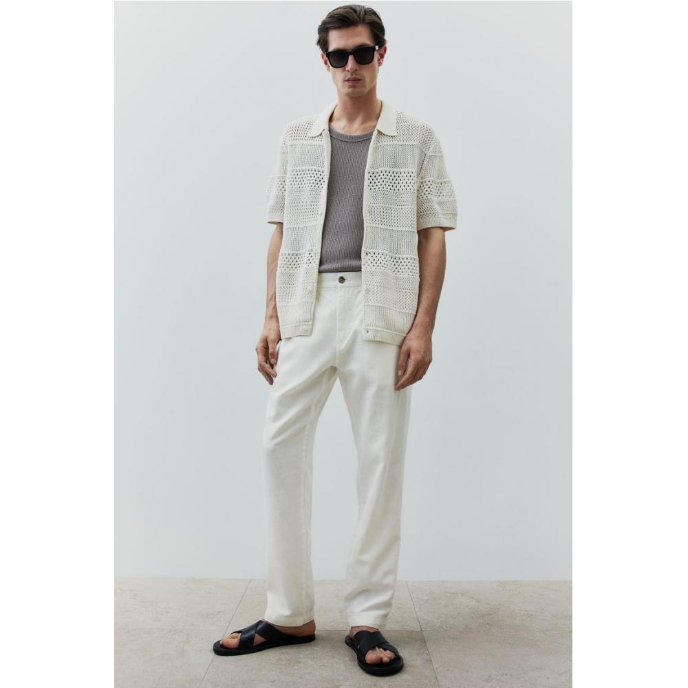 

Брюки из смесового льна HM стандартного кроя, белые