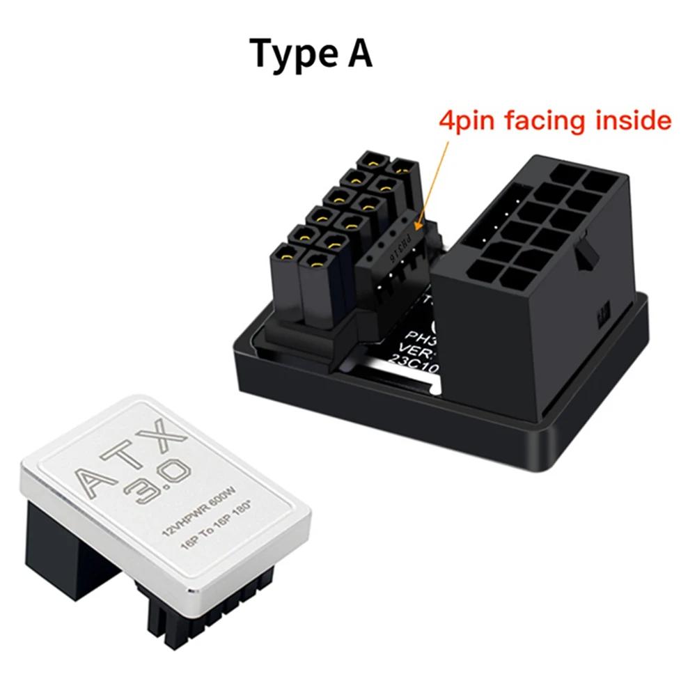 Adattatore Cavo Alimentazione Scheda Grafica PCIE ATX3.0 Connettore Angolato a 180 Gradi 12+4Pin Connettore di Alimentazione GPU 12VHPWR 600W