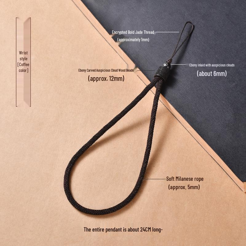 Handy-Lanyard: Handgewebter Sandelholzring, Retro-Schlüsselanhänger für Handys, USB-Sticks und Schlüssel.