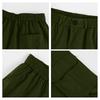 Men's Solid Color Button Closure Elastic Waist Cargo Pants with Six Pockets Workwear Long Trousers Durable Fabric Comfortable Fit