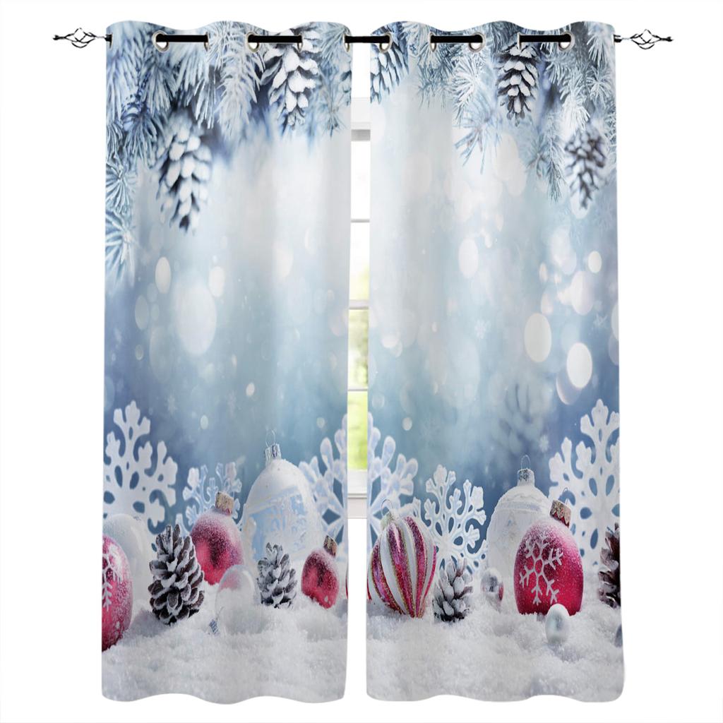 3D Christmas Tree Curtains 2-Panel Luxury Sunshade for Living Room Bedroom Home Decor Merry Christmas