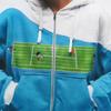 Womens Vintage Tennis Cartoon Embroidery Hoodie Blue White Contrast Casual Loose Zip Up Jacket