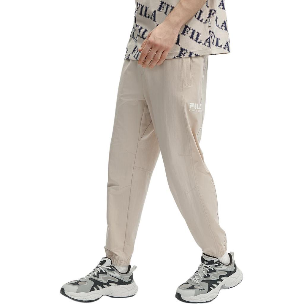 Fila Solid Color Cuffed Casual Woven Knit Sports Pants Men Pants Beige F11M419804F-DK