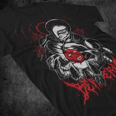 Camiseta de Anime Vintage: Camiseta Gráfica del Espadachín Negro y el Caballero Calavera