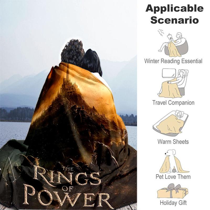 1 Stück Der Herr der Ringe Poster Cartoon Decke, Tragbare Decke für Reisen & Camping, Ganzjahres-Kuscheldecke, Ideales Geschenk
