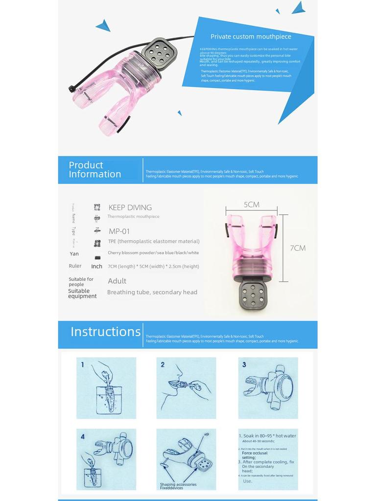 KEEP DIVING Heat Moldable Silicone Snorkel Mouthpiece MP-561T