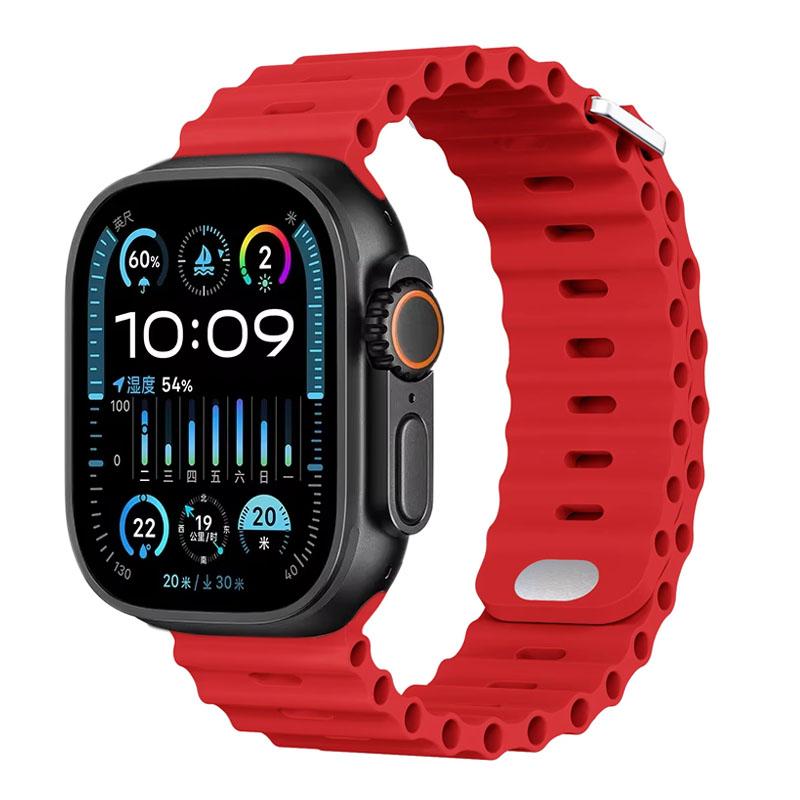 Silicone Ocean Strap For Apple Watch Band Ultra 3/2 49mm 46mm 45mm 42mm 44mm 41mm Sports Bracelet iWatch 11 10 9 8 7 6 5 SE band