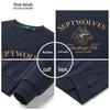 Qipilong Men's Wolf Head Print Pullover Sweatshirt
