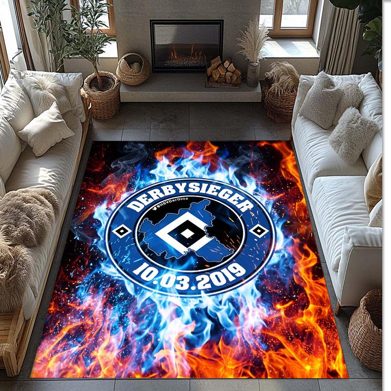 Tappeto in Velluto di Cristallo con Stampa Calcio Hamburger SV, Comodo Assorbente d'Acqua Antiscivolo Tappeto per Pavimenti Interni